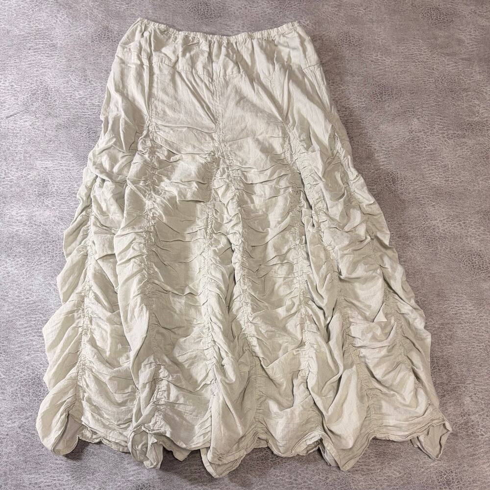 Ivory Ruched Elastic Maxi etc Skirt